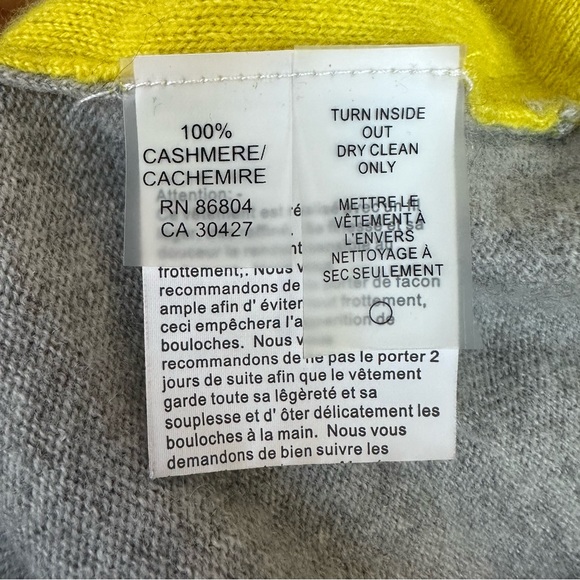 Soft 100% Cashmere Gray Yellow Sweater Dress Warm Magaschoni Knit Woven - Picture 6 of 7